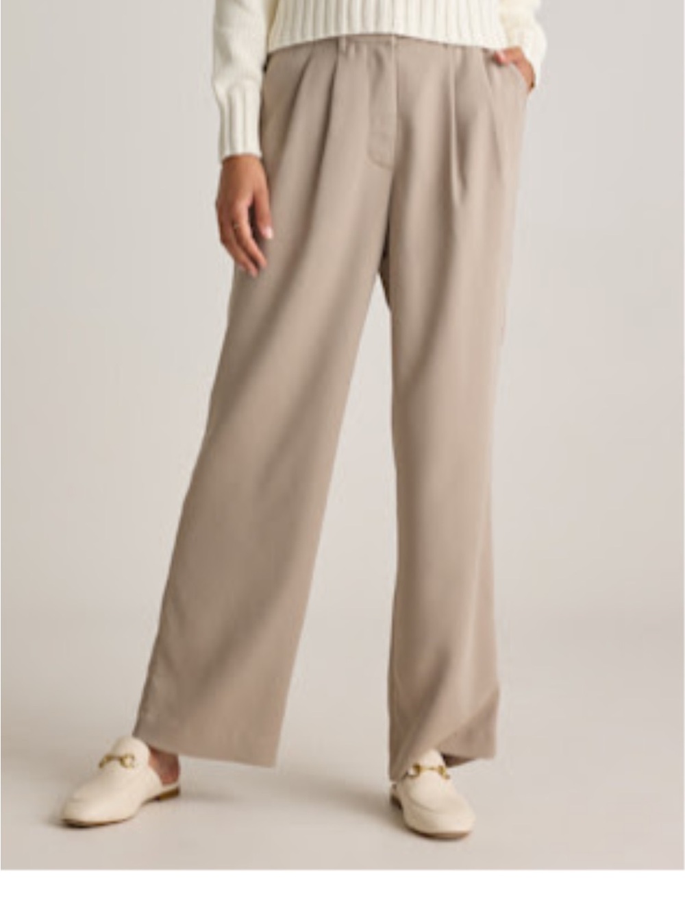 Quince Morel Grey Wide-Leg Pleated Trousers